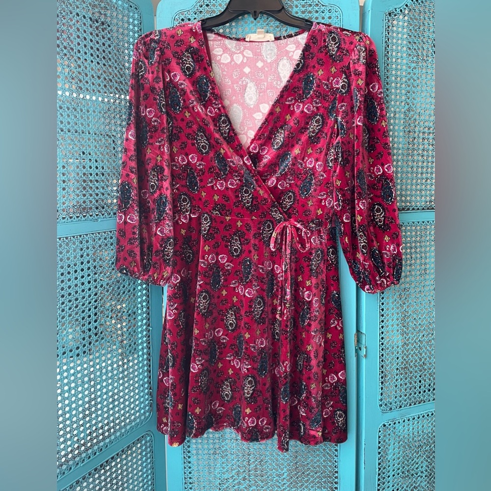 Bebop Dress Juniors Burgundy Size Large Velour